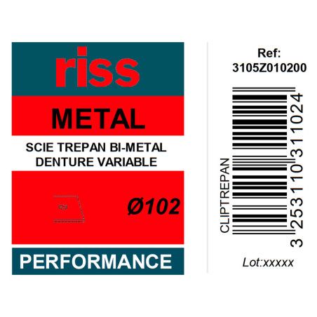 Scie trépan bi-métal denture variable Ø102 x 38mm - Riss