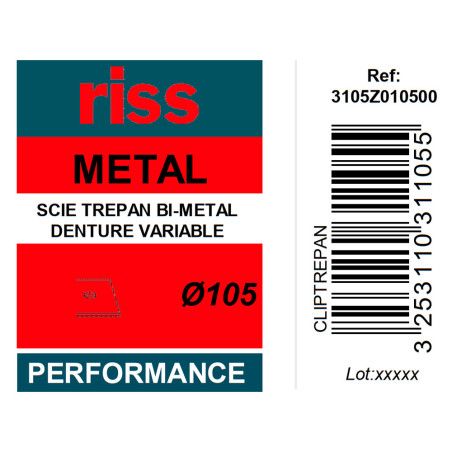 Scie trépan bi-métal denture variable Ø105 x 38mm - Riss