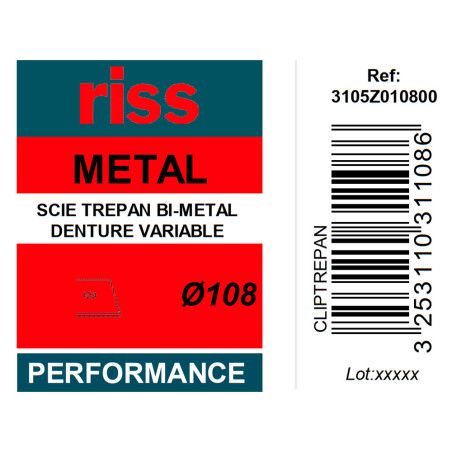Scie trépan bi-métal denture variable Ø108 x 38mm - Riss