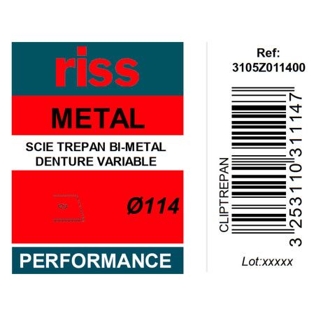 Scie trépan bi-métal denture variable Ø114 x 38mm - Riss