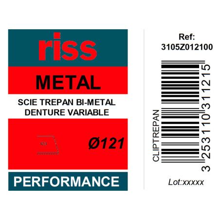 Scie trépan bi-métal denture variable Ø121 x 38mm - Riss