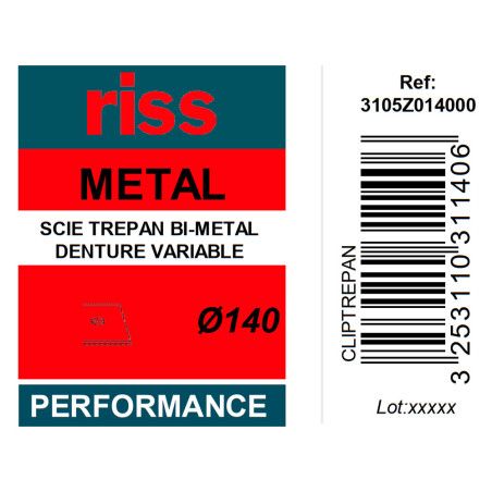 Scie trépan bi-métal denture variable Ø140 x 38mm - Riss