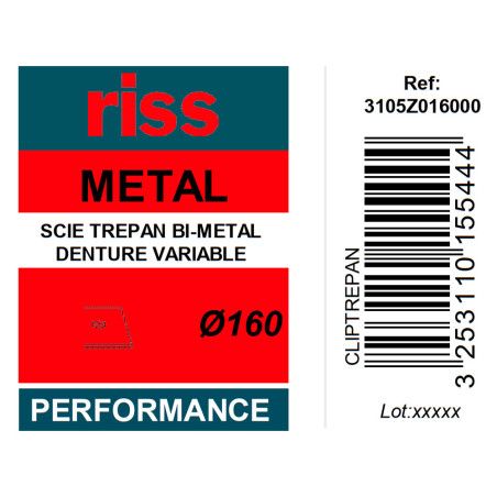 Scie trépan bi-métal denture variable Ø160 x 38mm - Riss