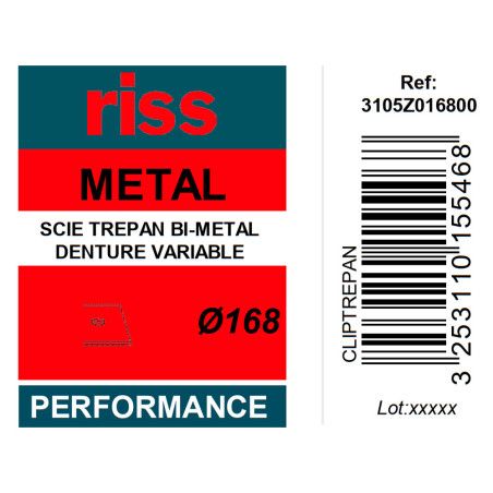 Scie trépan bi-métal denture variable Ø168 x 38mm - Riss
