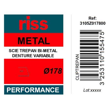 Scie trépan bi-métal denture variable Ø178 x 38mm - Riss