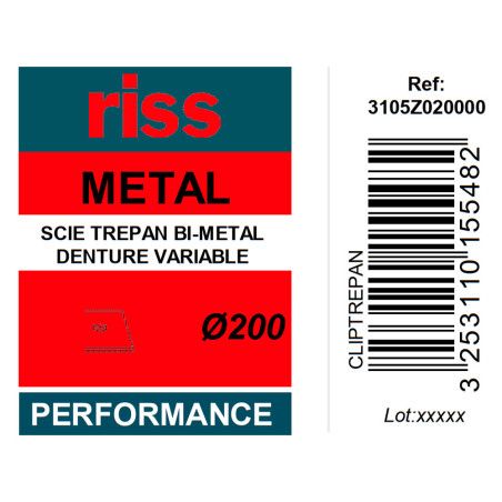 Scie trépan bi-métal denture variable Ø200 x 38mm - Riss