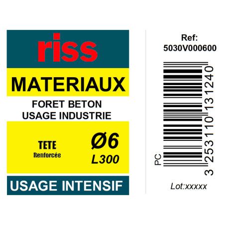 Foret béton industrie qualité Pro Ø6 x 300mm - Riss