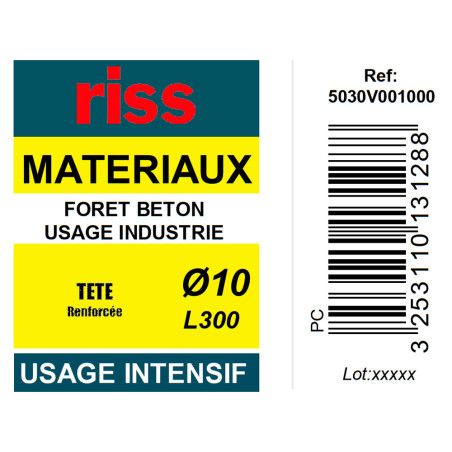 Foret béton industrie qualité Pro Ø10 x 300mm - Riss