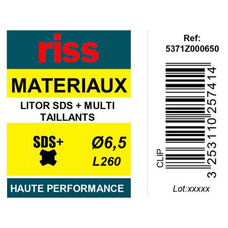 Foret béton haute performance Litor SDS+ multi-taillants Ø6,5 x 260mm - Riss