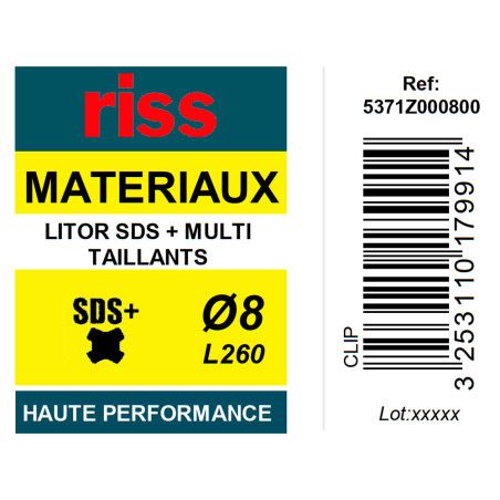 Foret béton haute performance Litor SDS+ multi-taillants Ø8 x 260mm - Riss