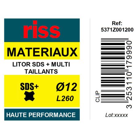 Foret béton haute performance Litor SDS+ multi-taillants Ø12 x 260mm - Riss