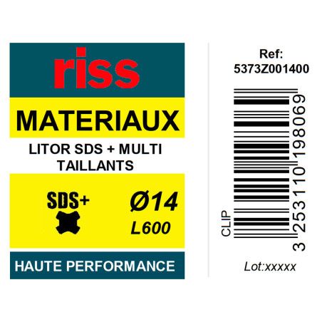 Foret béton haute performance Litor SDS+ multi-taillants Ø14 x 600mm - Riss