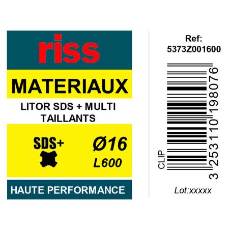 Foret béton haute performance Litor SDS+ multi-taillants Ø16 x 600mm - Riss