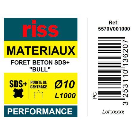 Foret béton SDS+ Bull Ø10 x 1000mm - Riss
