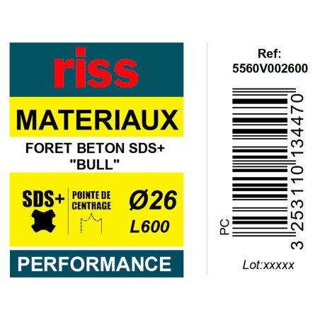 Foret béton SDS+ Bull Ø26 x 600mm - Riss