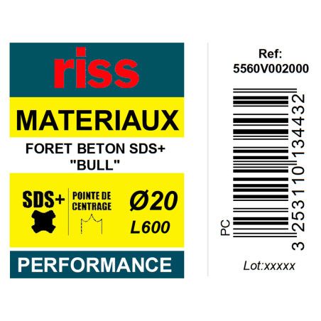 Foret béton SDS+ Bull Ø20 x 600mm - Riss