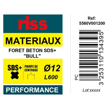 Foret béton SDS+ Bull Ø12 x 600mm - Riss