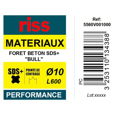Foret béton SDS+ Bull Ø10 x 600mm - Riss