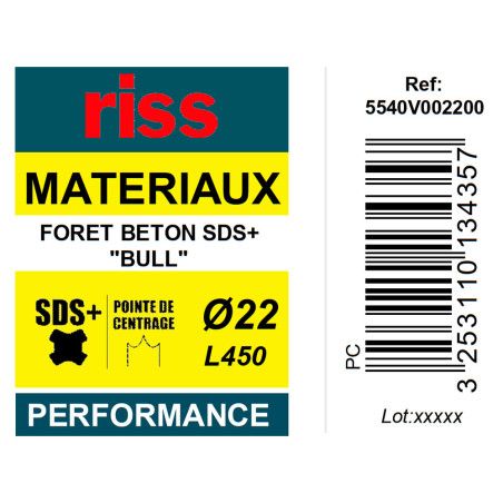 Foret béton SDS+ Bull Ø22 x 450mm - Riss