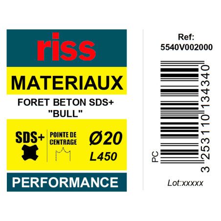 Foret béton SDS+ Bull Ø20 x 450mm - Riss