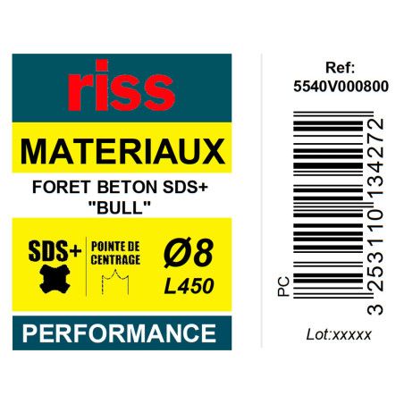 Foret béton SDS+ Bull Ø8 x 450mm - Riss