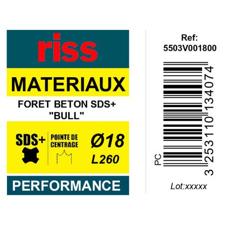Foret béton SDS+ Bull Ø18 x 260mm - Riss