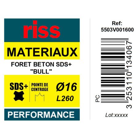 Foret béton SDS+ Bull Ø16 x 260mm - Riss