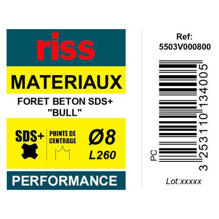 Foret béton SDS+ Bull Ø8 x 260mm - Riss