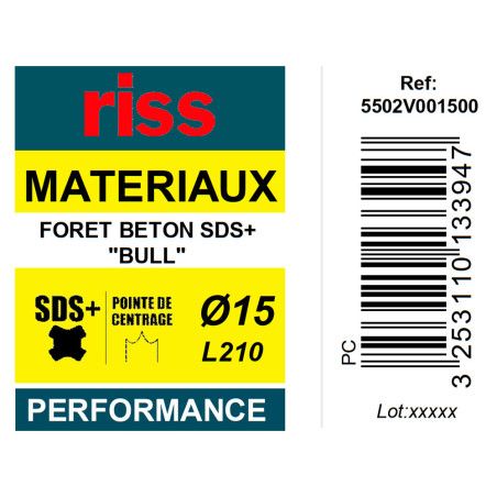 Foret béton SDS+ Bull Ø15 x 210mm - Riss
