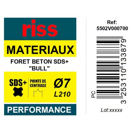 Foret béton SDS+ Bull Ø7 x 210mm - Riss