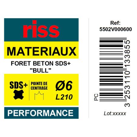 Foret béton SDS+ Bull Ø6 x 210mm - Riss