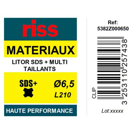 Foret béton haute performance Litor SDS+ multi-taillants Ø6,5 x 210mm - Riss