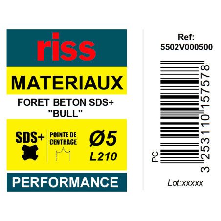 Foret béton SDS+ Bull Ø5 x 210mm - Riss