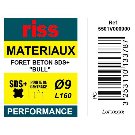 Foret béton SDS+ Bull Ø9 x 160mm - Riss