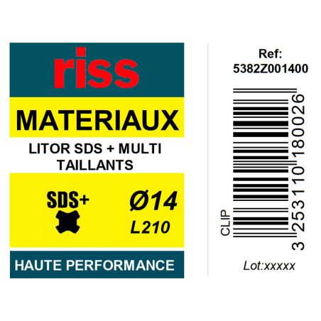Foret béton haute performance Litor SDS+ multi-taillants Ø14 x 210mm - Riss