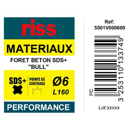 Foret béton SDS+ Bull Ø6 x 160mm - Riss