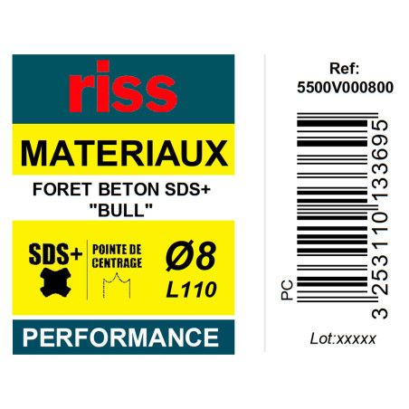 Foret béton SDS+ Bull Ø8 x 110mm - Riss