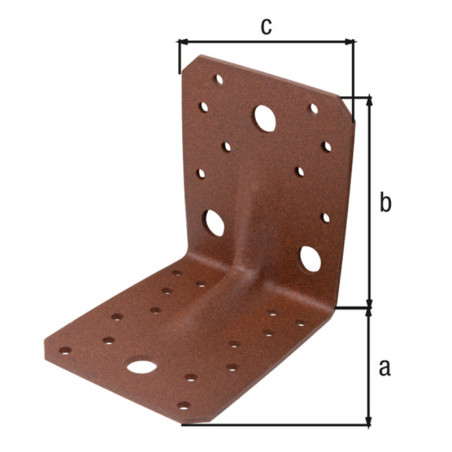 Boite 20 équerres renforcées nervurées 105 x 105 x 90mm brun rouille Duravis - Alberts