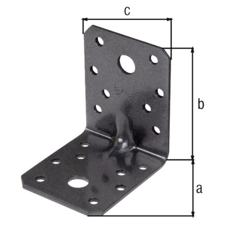 Boite 50 équerres renforcées nervurées 70 x 70 x 55mm noir diamant Duravis - Alberts